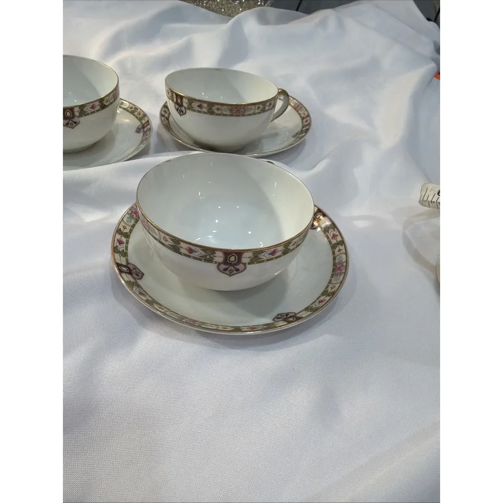 16 Pc Rare Noritake Nippon 1920's Vintage Serving Saucer & CupTea Victorian‎ 57